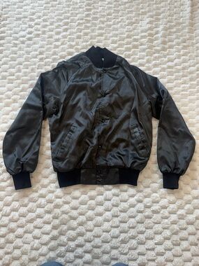 Vintage Circus Circus Las Vegas Black Satin Bomber Jacket - Large